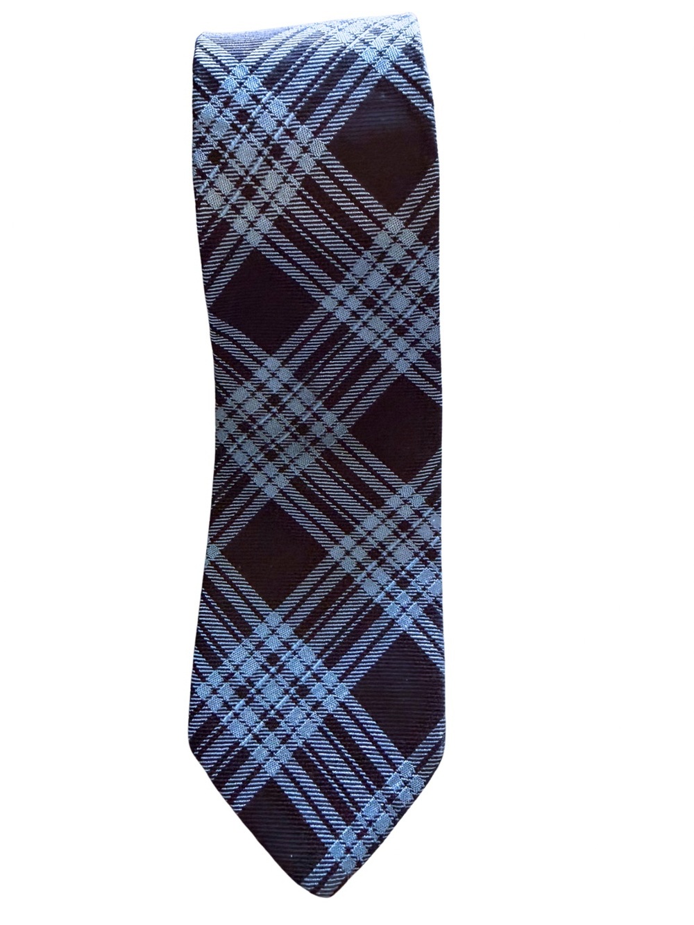 Theory Black & Blue Plaid Silk Tie
